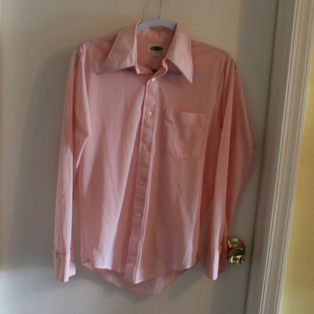 Vintage Men's Mohawk Pink Long Sleeve Dress Shirt